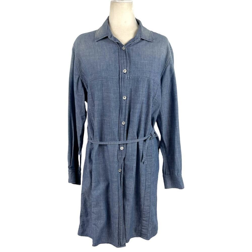 See By Chloe Womens Size 6 Long Sleeve Chambray Button Front Midi Shirtdress